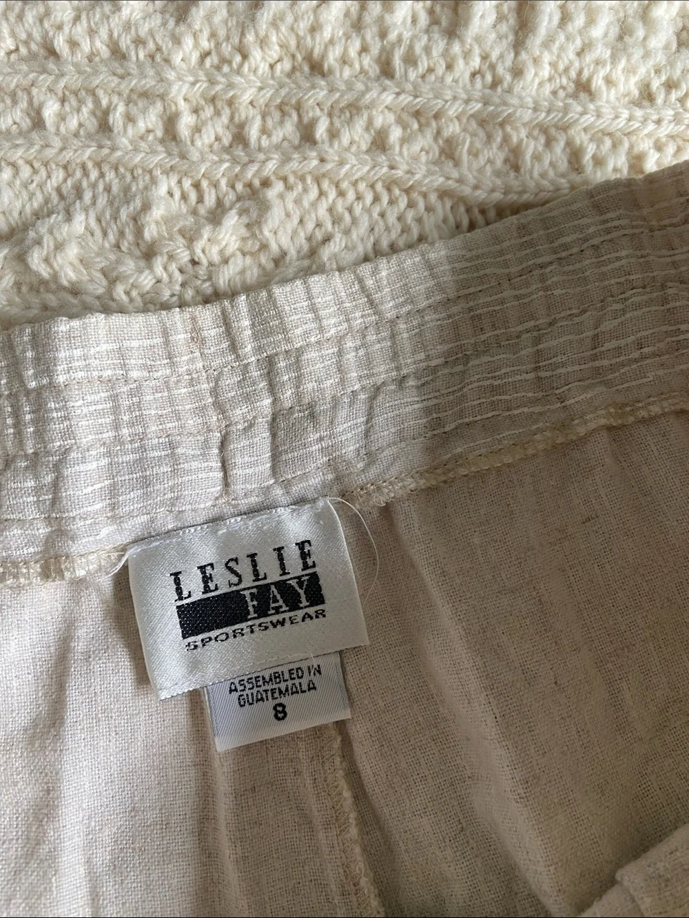 Vintage- Leslie Fay Lightweight Button-Front Linen Skirt Size 8